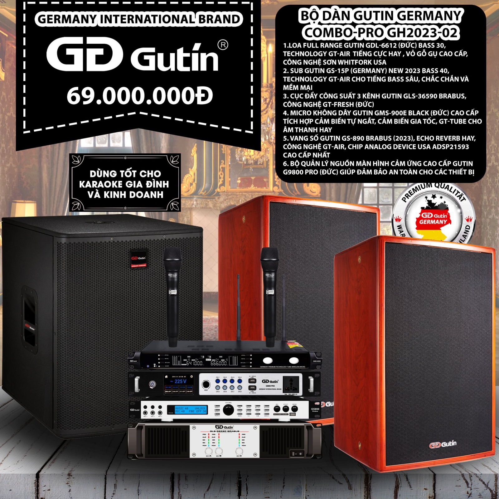 Bộ Dàn Karaoke Gutin Germanny Compo-PRO GP2023-02 